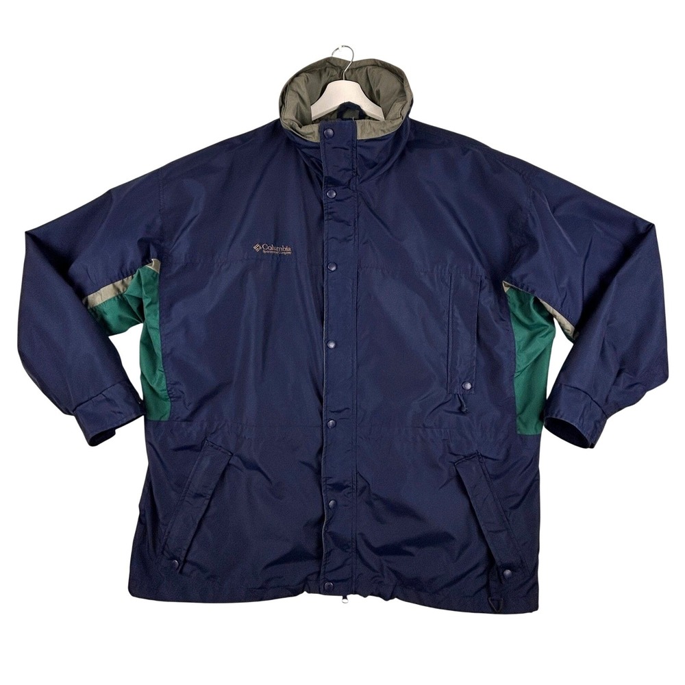 Columbia‎ Shell Jacket Mens XL Vintage 90s Navy Green Longs Peak
